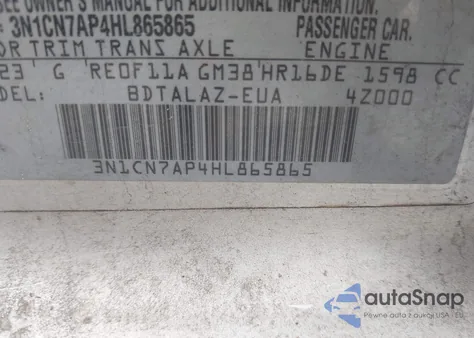 2017 Nissan Versa 1.6 S+ z USA, uszkodzony, nr VIN 3N1CN7AP4HL865865